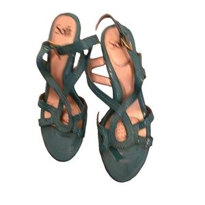 Söfft Turquoise Strappy Open Toe Cork Freesia‎ Heels Shoes US 10M